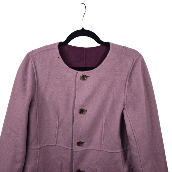 Talbots Coat Womens 10 Purple Wool Blend Peacoat Double Faced Reversible Buttons - Picture 6 of 15